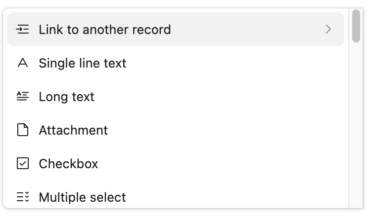 Create a linked record field in Airtable